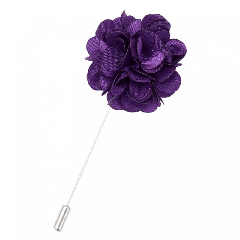 Image 1 of Purple Plain Satin Tie Pin Wedding Mens Lapel Pin Set Of Two