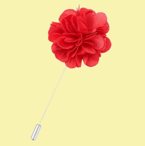 Image 0 of Scarlet Red Plain Satin Tie Pin Wedding Mens Lapel Pin Set Of Two