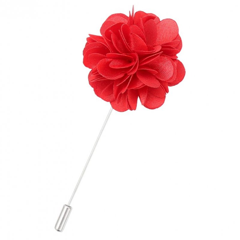 Image 1 of Scarlet Red Plain Satin Tie Pin Wedding Mens Lapel Pin Set Of Two
