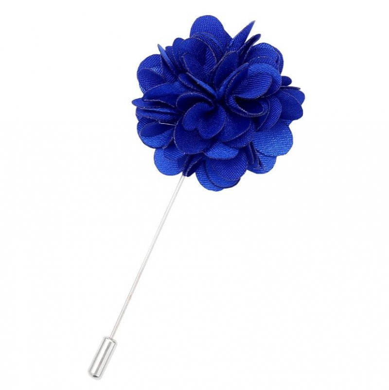 Image 1 of Royal Blue Plain Satin Tie Pin Wedding Mens Lapel Pin Set Of Two