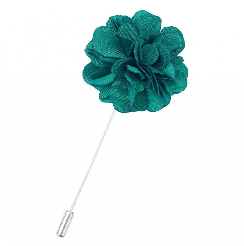 Image 1 of Teal Green Plain Satin Tie Pin Wedding Mens Lapel Pin Set Of Two
