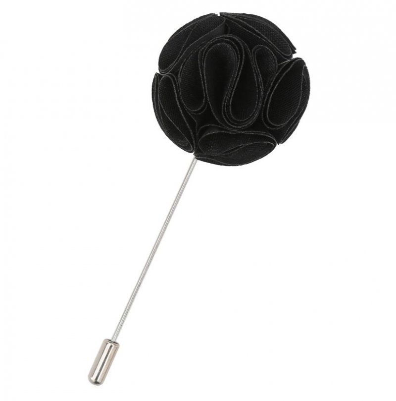 Image 1 of Black Plain Shantung Tie Pin Wedding Mens Lapel Pin Set Of Two