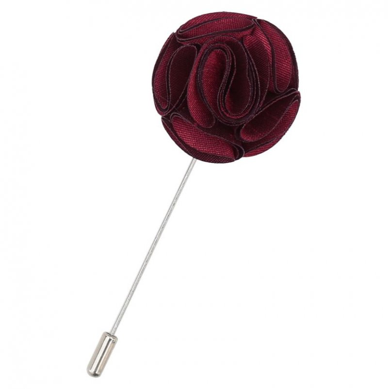 Image 1 of Burgundy Plain Shantung Tie Pin Wedding Mens Lapel Pin Set Of Two