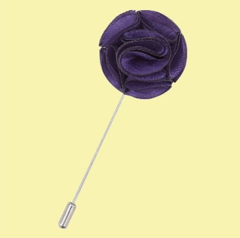 Image 0 of Cadbury Purple Plain Shantung Tie Pin Wedding Mens Lapel Pin Set Of Two