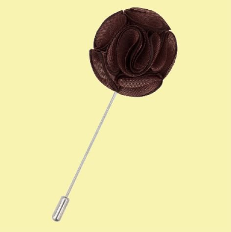 Image 0 of Chocolate Brown Plain Shantung Tie Pin Wedding Mens Lapel Pin Set Of Two
