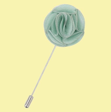 Image 0 of Dusty Green Plain Shantung Tie Pin Wedding Mens Lapel Pin Set Of Two