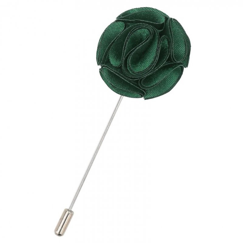 Image 1 of Emerald Green Plain Shantung Tie Pin Wedding Mens Lapel Pin Set Of Two