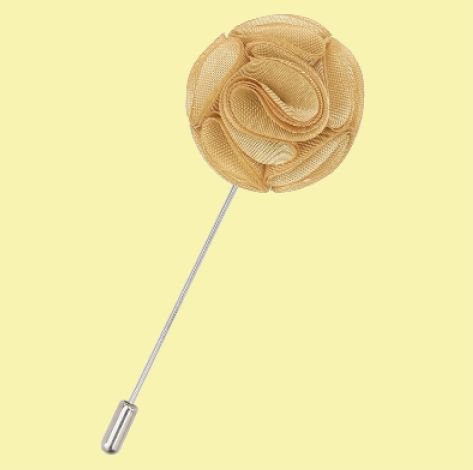 Image 0 of Gold Plain Shantung Tie Pin Wedding Mens Lapel Pin Set Of Two