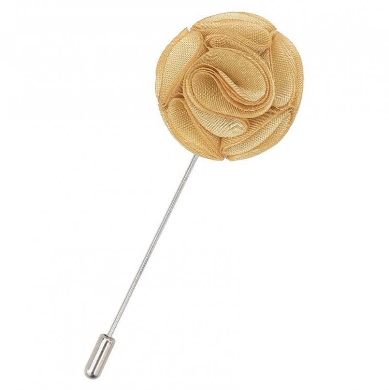 Image 1 of Gold Plain Shantung Tie Pin Wedding Mens Lapel Pin Set Of Two