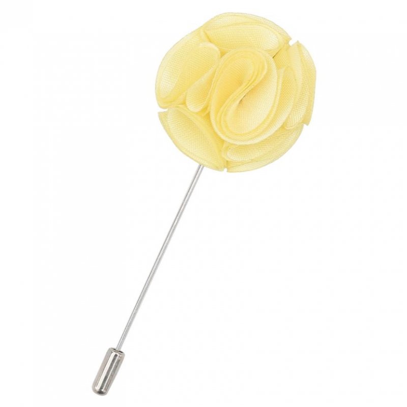 Image 1 of Lemon Yellow Plain Shantung Tie Pin Wedding Mens Lapel Pin Set Of Two