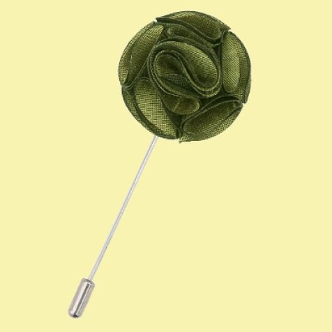 Image 0 of Olive Green Plain Shantung Tie Pin Wedding Mens Lapel Pin Set Of Two