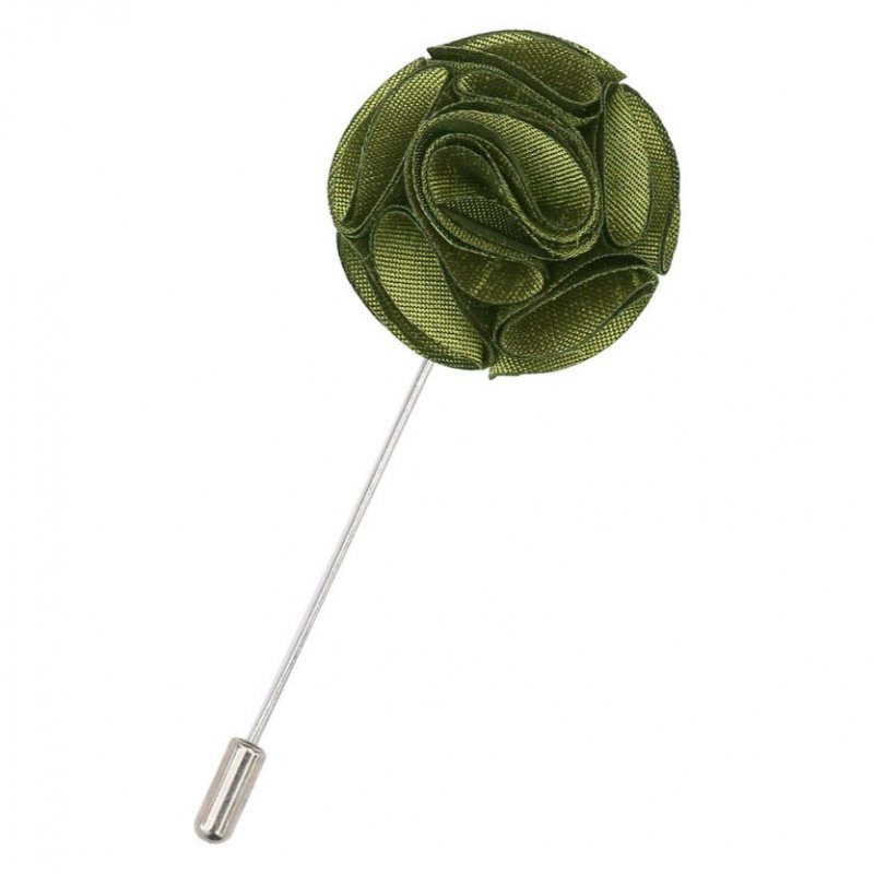 Image 1 of Olive Green Plain Shantung Tie Pin Wedding Mens Lapel Pin Set Of Two