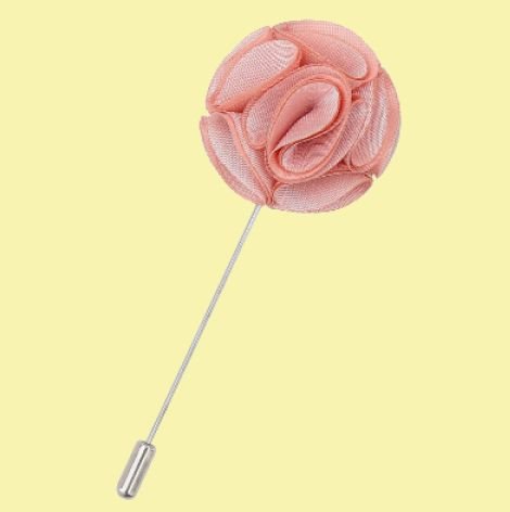 Image 0 of Peach Pink Plain Shantung Tie Pin Wedding Mens Lapel Pin Set Of Two