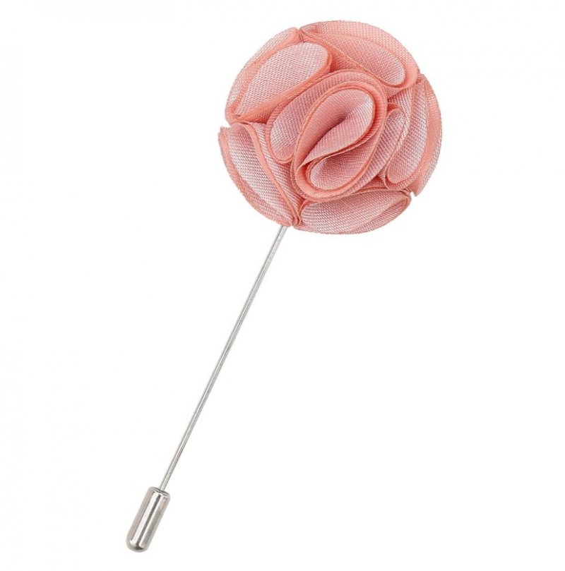 Image 1 of Peach Pink Plain Shantung Tie Pin Wedding Mens Lapel Pin Set Of Two