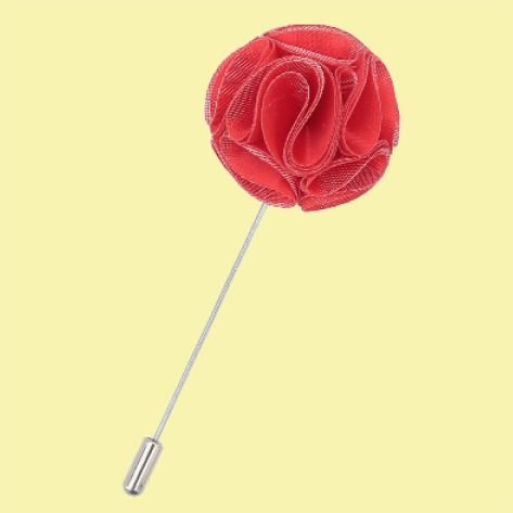 Image 0 of Scarlet Red Plain Shantung Tie Pin Wedding Mens Lapel Pin Set Of Two