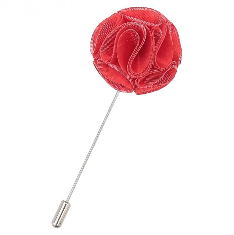 Image 1 of Scarlet Red Plain Shantung Tie Pin Wedding Mens Lapel Pin Set Of Two