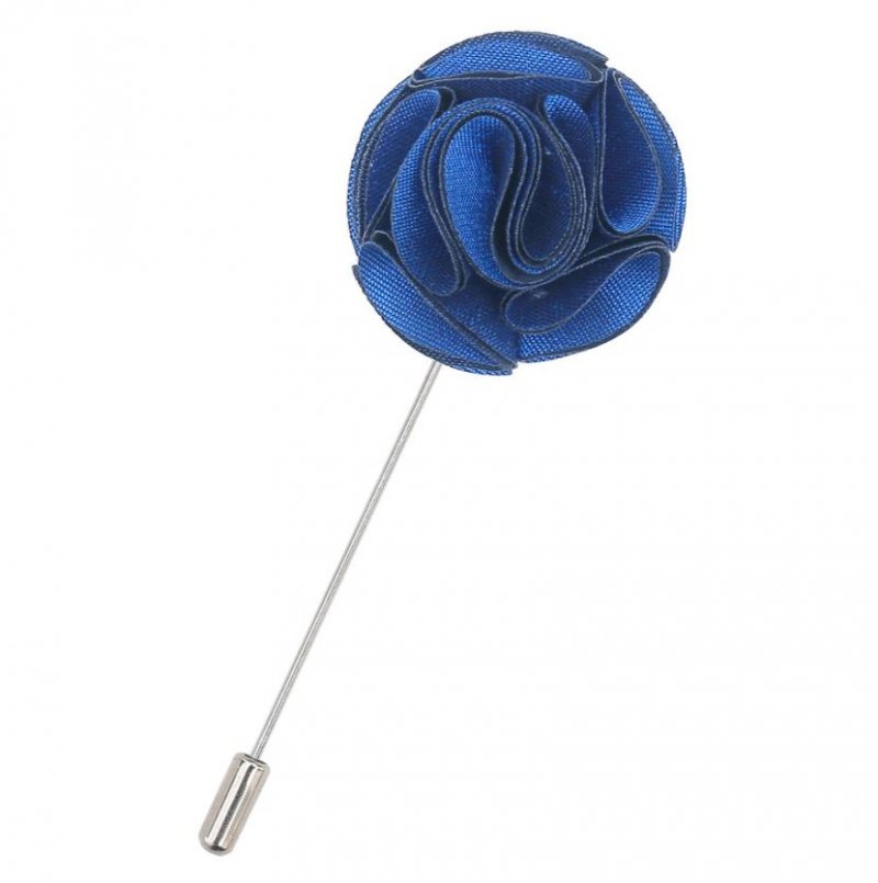 Image 1 of Royal Blue Plain Shantung Tie Pin Wedding Mens Lapel Pin Set Of Two