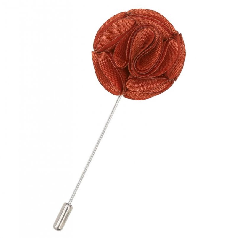 Image 1 of Rust Plain Shantung Tie Pin Wedding Mens Lapel Pin Set Of Two