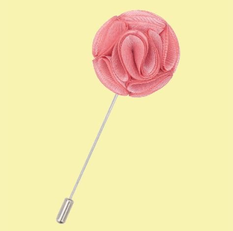 Image 0 of Salmon Pink Plain Shantung Tie Pin Wedding Mens Lapel Pin Set Of Two
