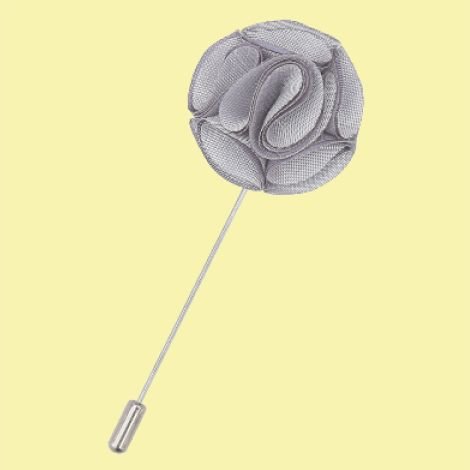 Image 0 of Silver Grey Plain Shantung Tie Pin Wedding Mens Lapel Pin Set Of Two