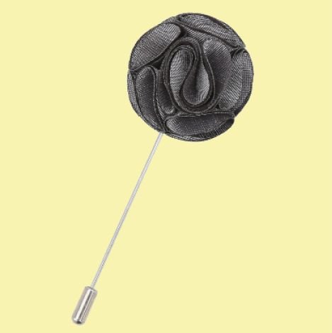 Image 0 of Steel Grey Plain Shantung Tie Pin Wedding Mens Lapel Pin Set Of Two