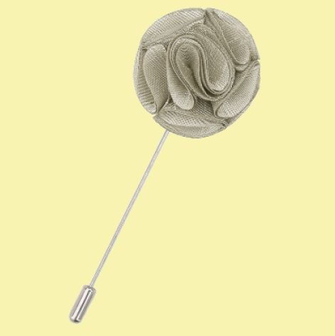 Image 0 of Taupe Plain Shantung Tie Pin Wedding Mens Lapel Pin Set Of Two