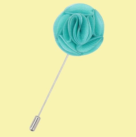Image 0 of Tiffany Green Plain Shantung Tie Pin Wedding Mens Lapel Pin Set Of Two