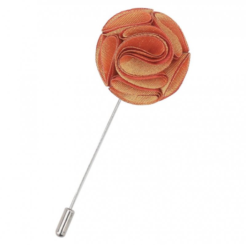Image 1 of Turmeric Yellow Plain Shantung Tie Pin Wedding Mens Lapel Pin Set Of Two