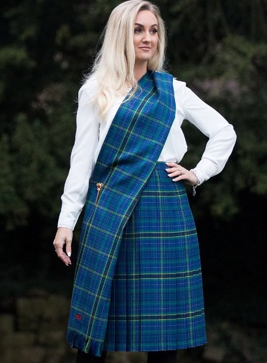 Image 3 of County Of Powys Welsh Tartan 13oz Wool Fabric Medium Weight Ladies Sash