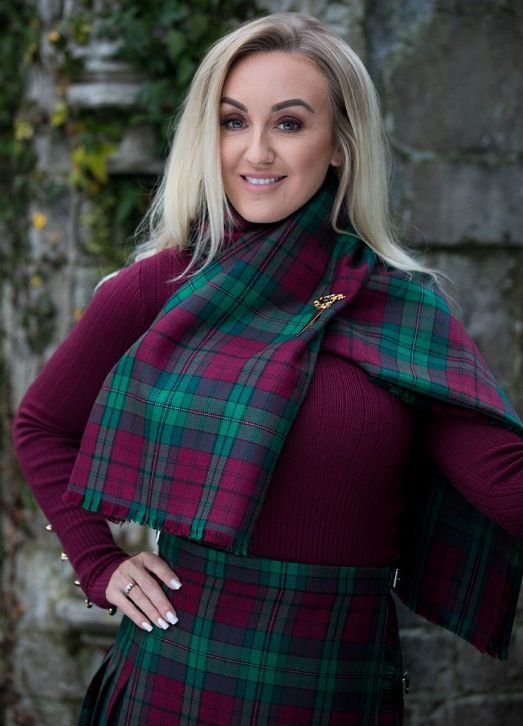 Image 3 of Davis Davies Welsh Tartan 13oz Wool Medium Weight Ladies Shawl Wrap
