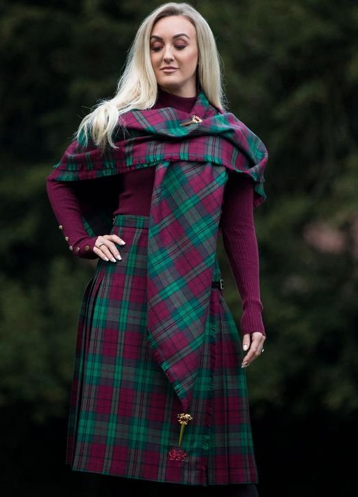 Image 4 of Hopkins Welsh Tartan 13oz Wool Medium Weight Ladies Shawl Wrap