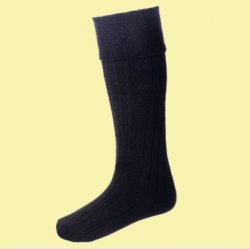 Black Wool Blend Glenmore Full Length Mens Kilt Hose Highland Socks
