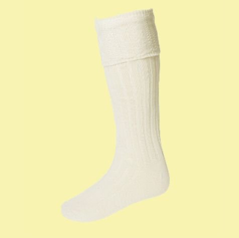 Image 0 of Ecru Wool Blend Glenmore Full Length Mens Kilt Hose Highland Socks