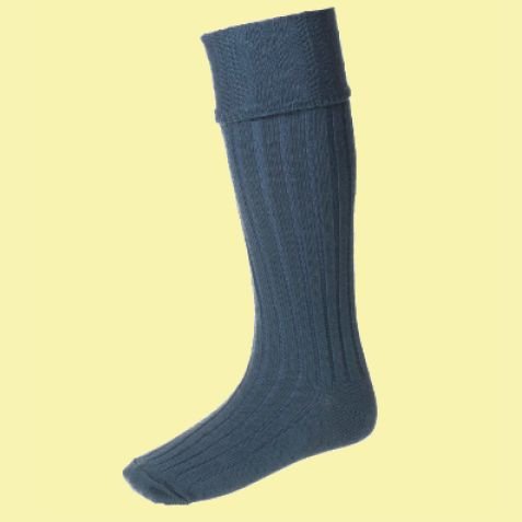 Image 0 of Ancient Blue Wool Blend Glenmore Full Length Mens Kilt Hose Highland Socks