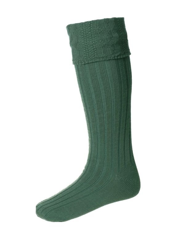 Image 1 of Ancient Green Wool Blend Glenmore Full Length Mens Kilt Hose Highland Socks