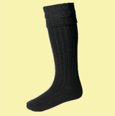 Image 0 of Charcoal Wool Blend Glenmore Full Length Mens Kilt Hose Highland Socks