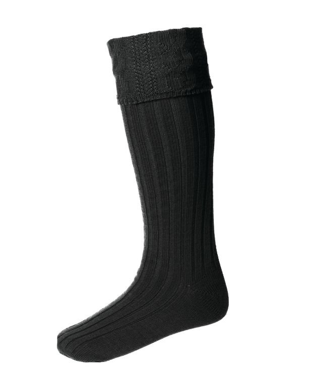 Image 1 of Charcoal Wool Blend Glenmore Full Length Mens Kilt Hose Highland Socks