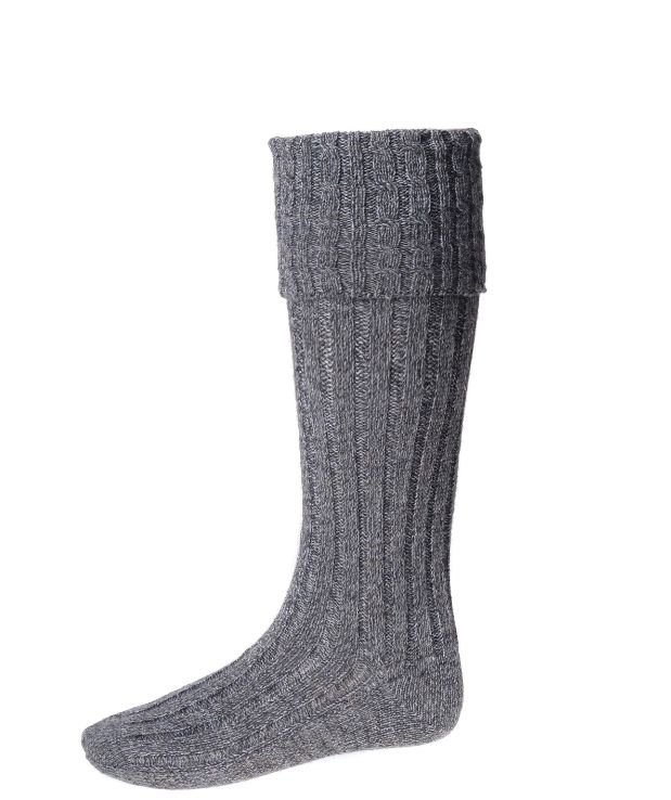 Image 1 of Gunmetal Wool Blend Hebridean Full Length Mens Kilt Hose Highland Socks