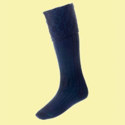 Navy Blue Wool Blend Lewis Full Length Mens Kilt Hose Highland Socks