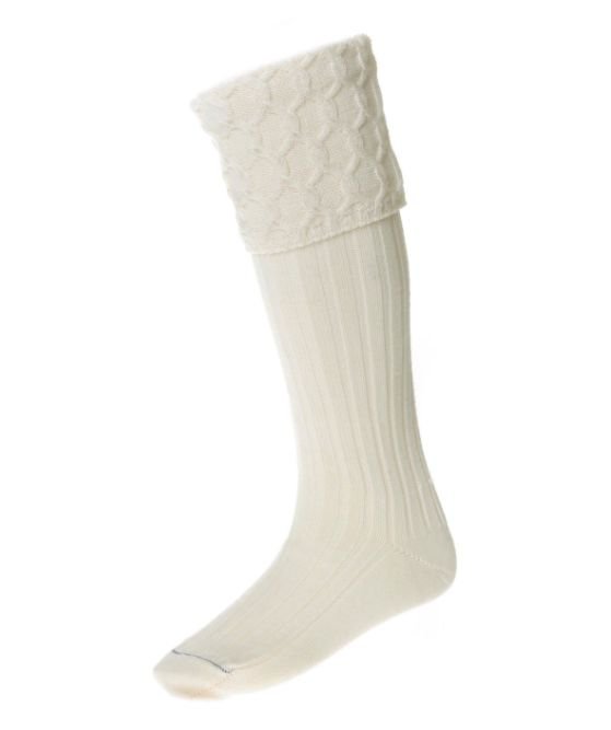 Image 1 of Ecru Wool Blend Lewis Full Length Mens Kilt Hose Highland Socks