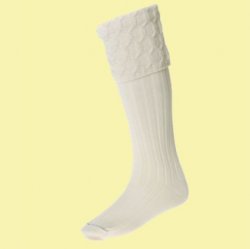 Ecru Wool Blend Lewis Full Length Mens Kilt Hose Highland Socks