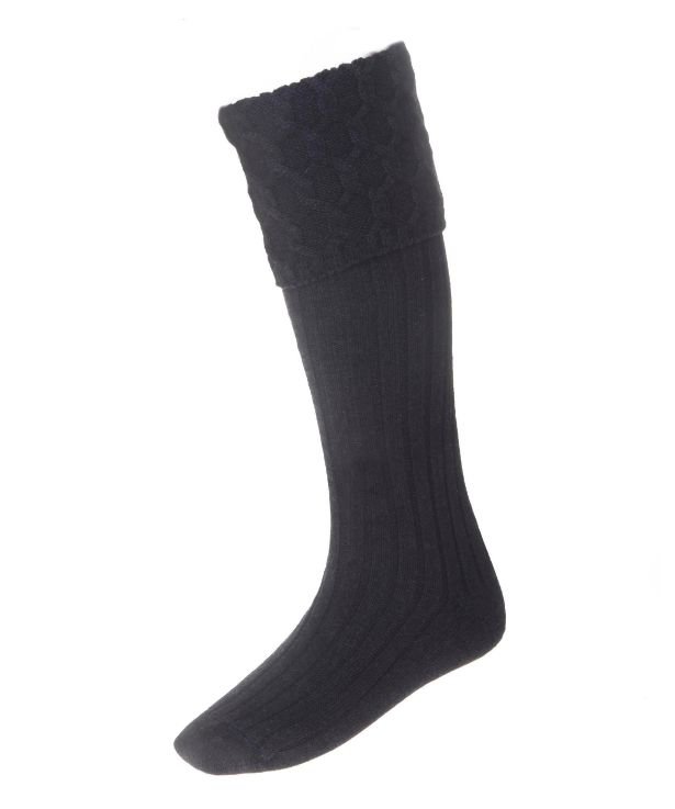 Image 1 of Charcoal Wool Blend Lewis Full Length Mens Kilt Hose Highland Socks