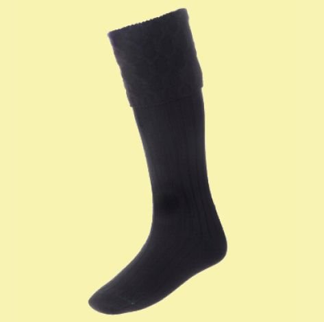 Image 0 of Black Wool Blend Lewis Full Length Mens Kilt Hose Highland Socks