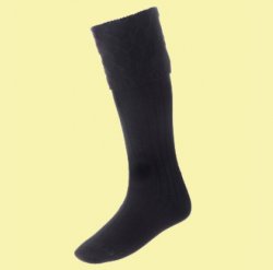 Black Wool Blend Lewis Full Length Mens Kilt Hose Highland Socks