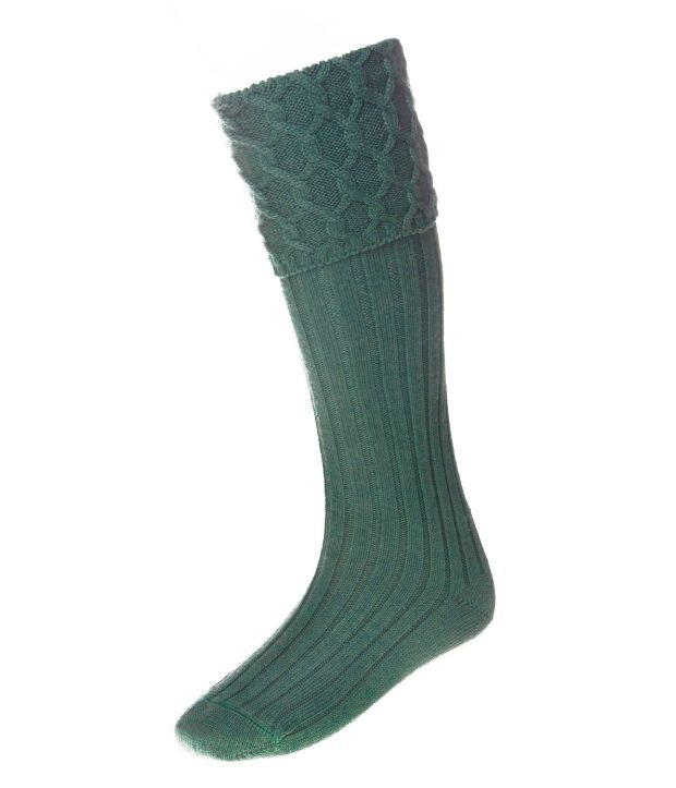 Image 1 of Ancient Green Wool Blend Lewis Full Length Mens Kilt Hose Highland Socks