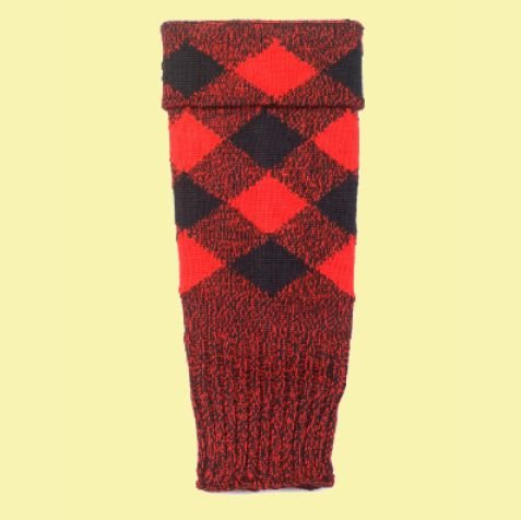 Image 0 of Regimental Red Black Wool Diced Mens Kilt Hose Top Highland Socks