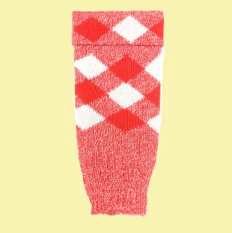 Image 0 of Regimental Red White Wool Diced Mens Kilt Hose Top Highland Socks