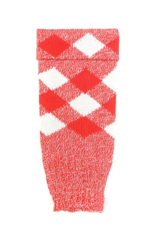 Image 1 of Regimental Red White Wool Diced Mens Kilt Hose Top Highland Socks