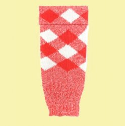 Regimental Red White Wool Diced Mens Kilt Hose Top Highland Socks