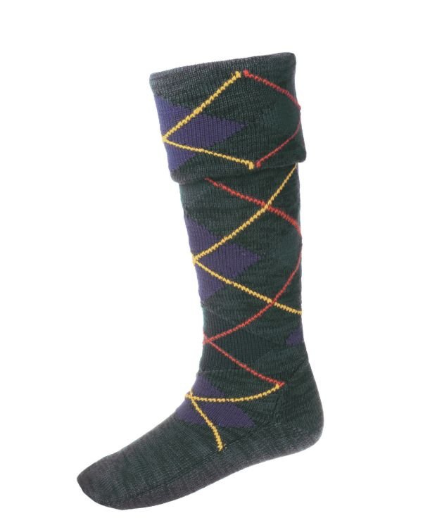 Image 1 of Clansman Hunting Scott Wool Full Length Mens Kilt Hose Highland Socks